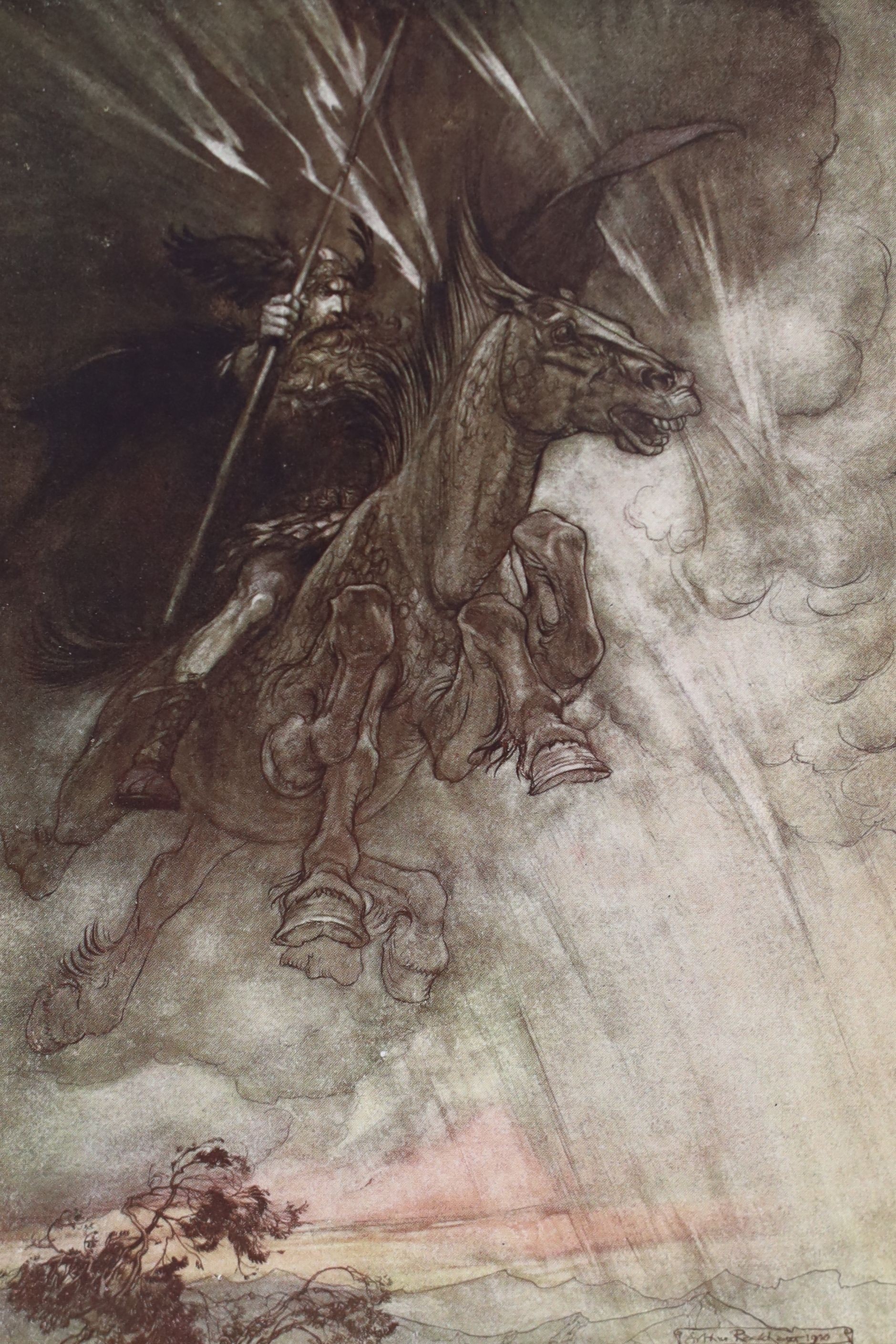 Wagner, Richard - The Ring of the Niblung, first 2 vol. set, Siegfried and the Twilight of the Gods, illustrated by Arthur Rackham, translated by Margaret Armour, with 30 tipped-in colour plates, William Heinemann, Londo